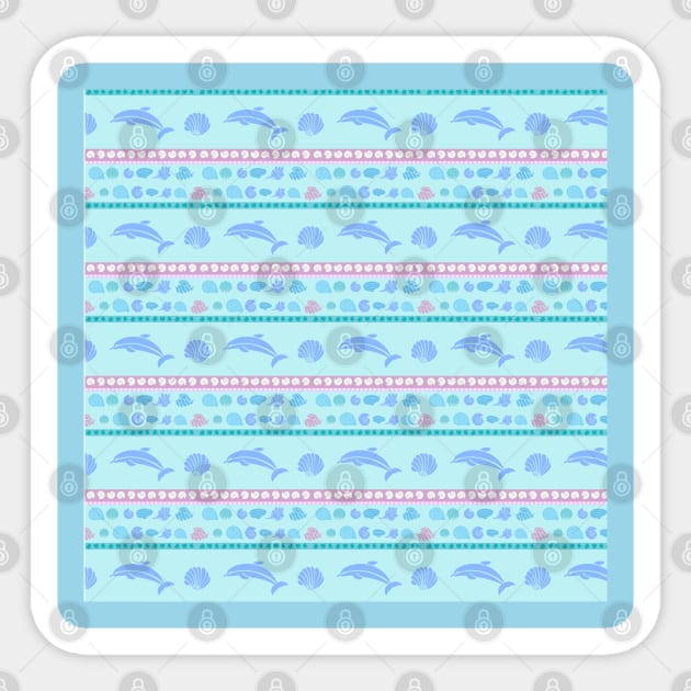 Dolphin repeating Pattern Sticker by JulietLake